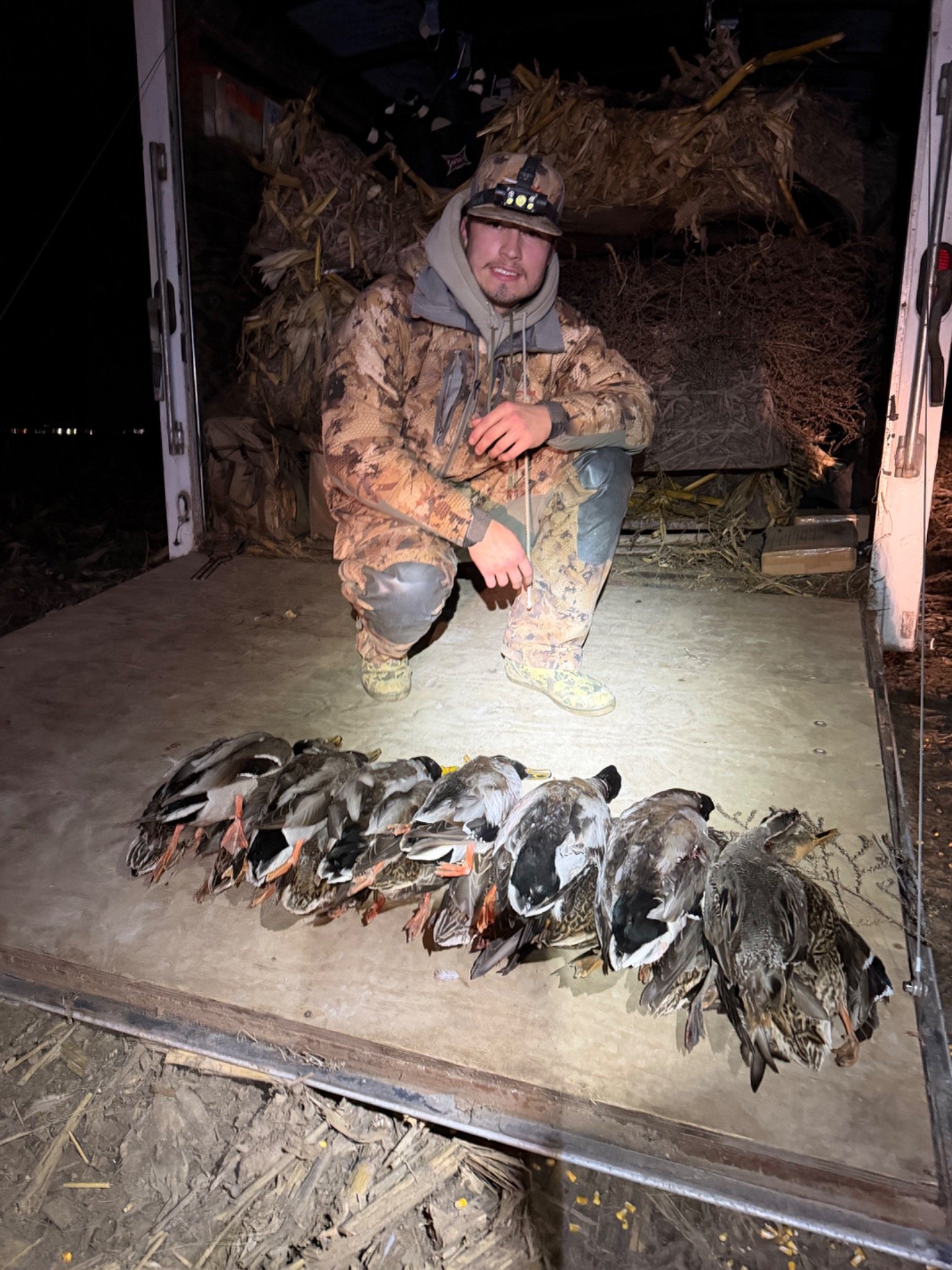 Hunter with harvested ducks after a hunt